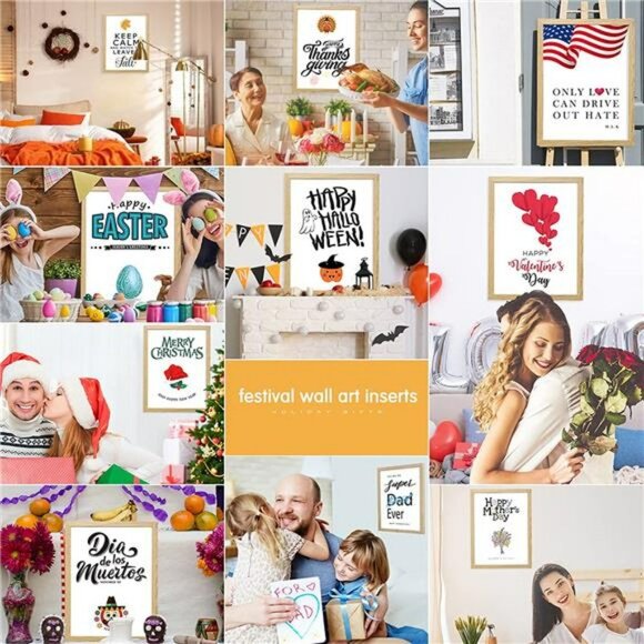 Farmhouse Wall Decor Sign with 12 Interchangeable Pictures for Fall Decor - Picture 2 of 6